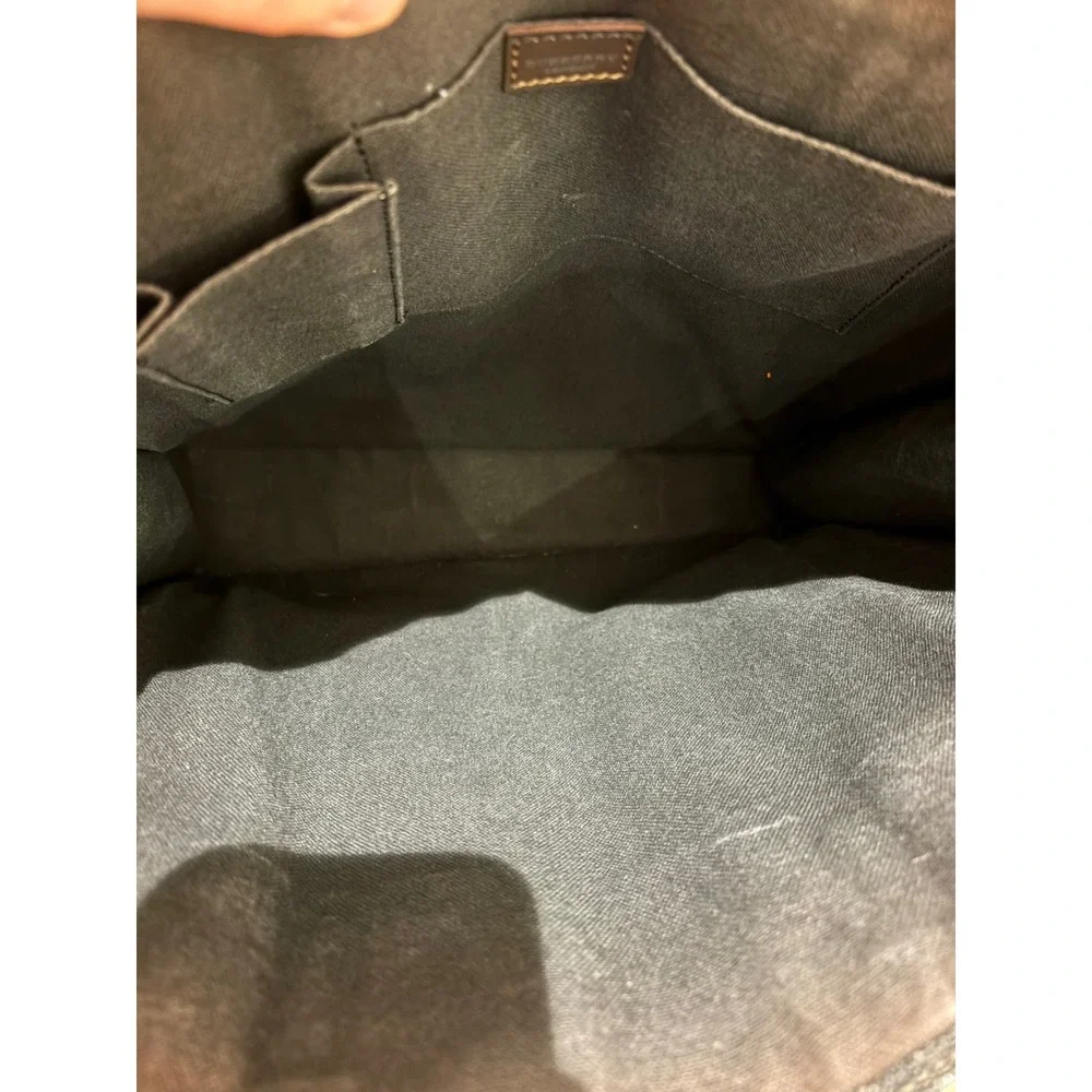 Burberry London Smoked Check Tote Bag Brown Leather Trim Made in Italy - Picture 12 of 14